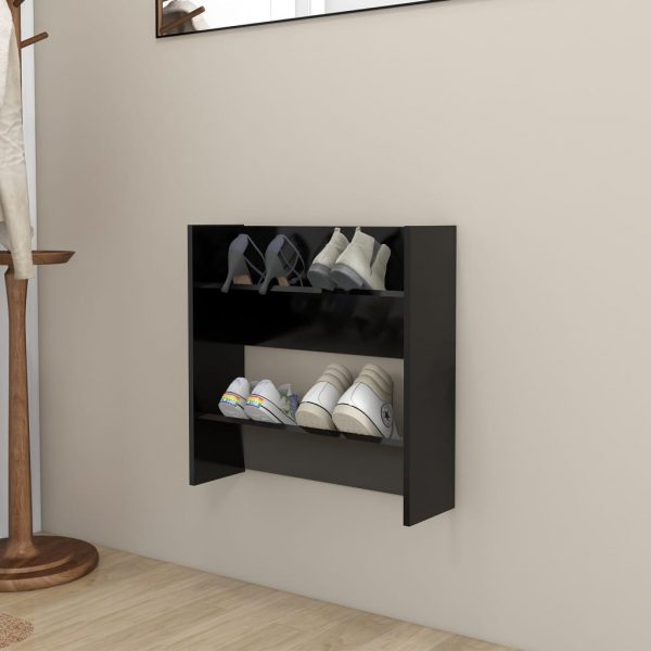 VXL Armarios zapateros de pared 4 uds negro aglomerado 60x18x60cm — Bañoidea